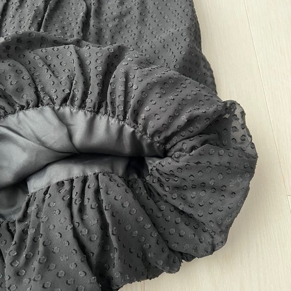 $325 SHOSHANNA Black  SWISS Dot SILK Blend STRAPLESS Bubble HEM Dress ( 10 ) - Picture 3 of 6